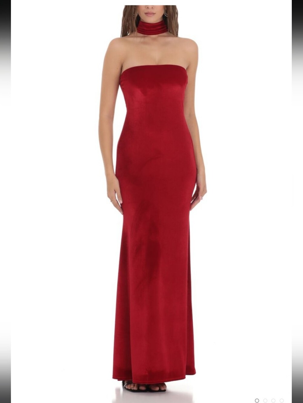 Lucy In The Sky Velvet Reverse Halter Dress Red SzM